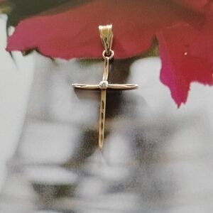 Gold Necklace Jewelry A Cross With A Diamond